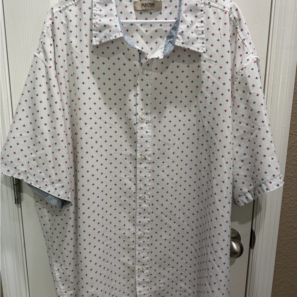 Kenneth Cole Reaction White and Red Patterned Shirt